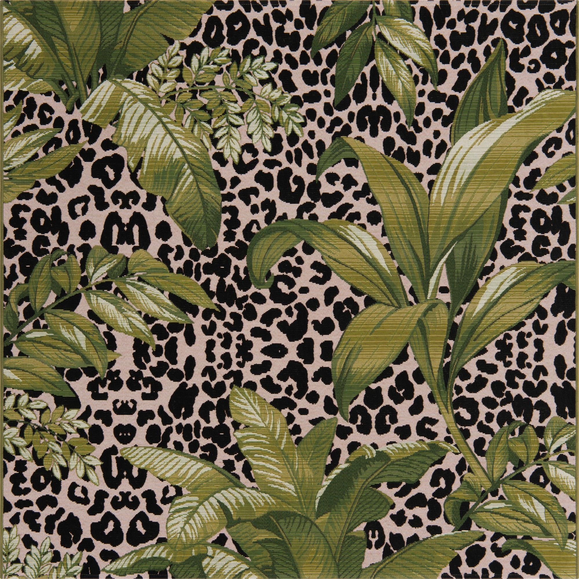  6' x 6'  Washable Botanical Indoor / Outdoor Square Rug