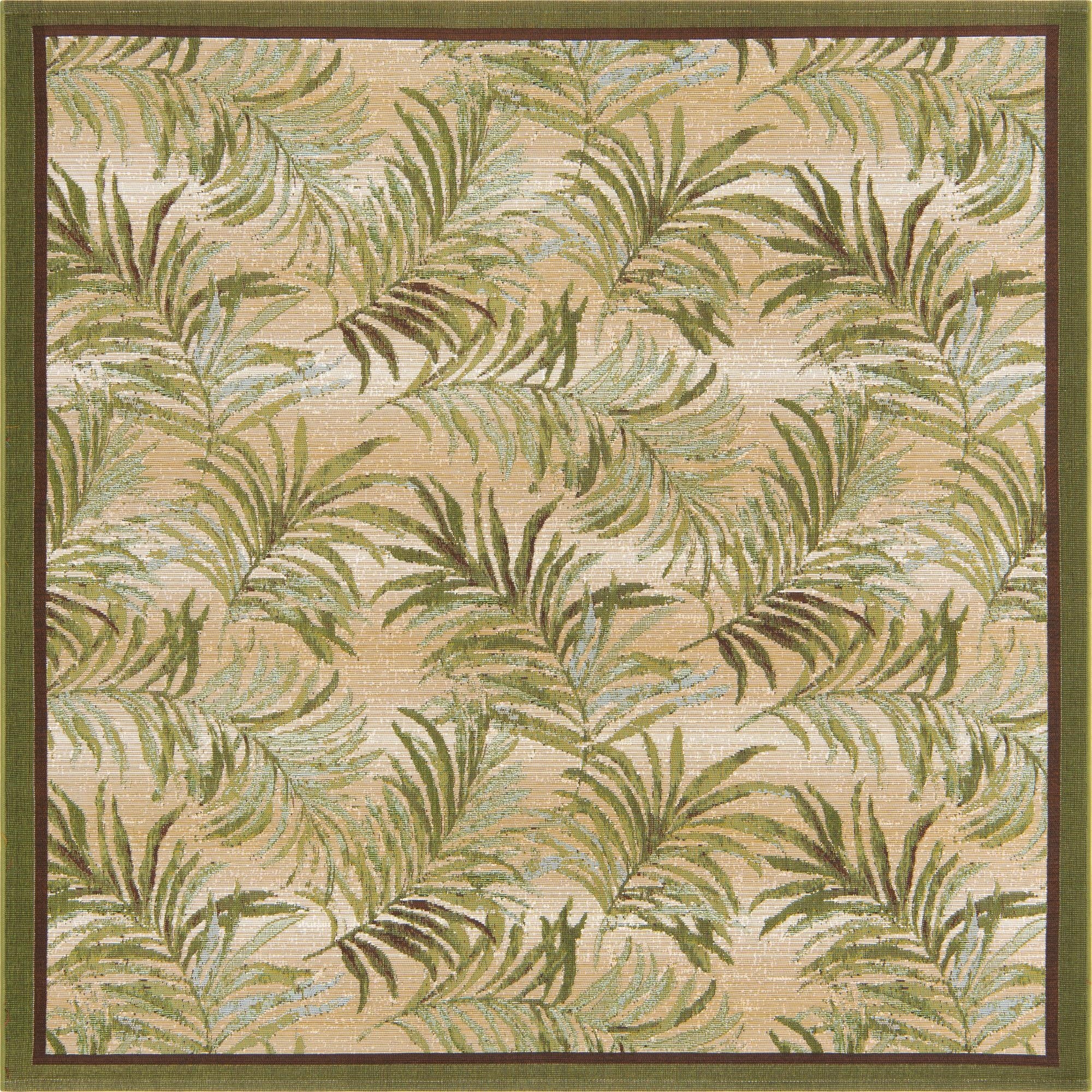  6' x 6'  Washable Botanical Indoor / Outdoor Square Rug