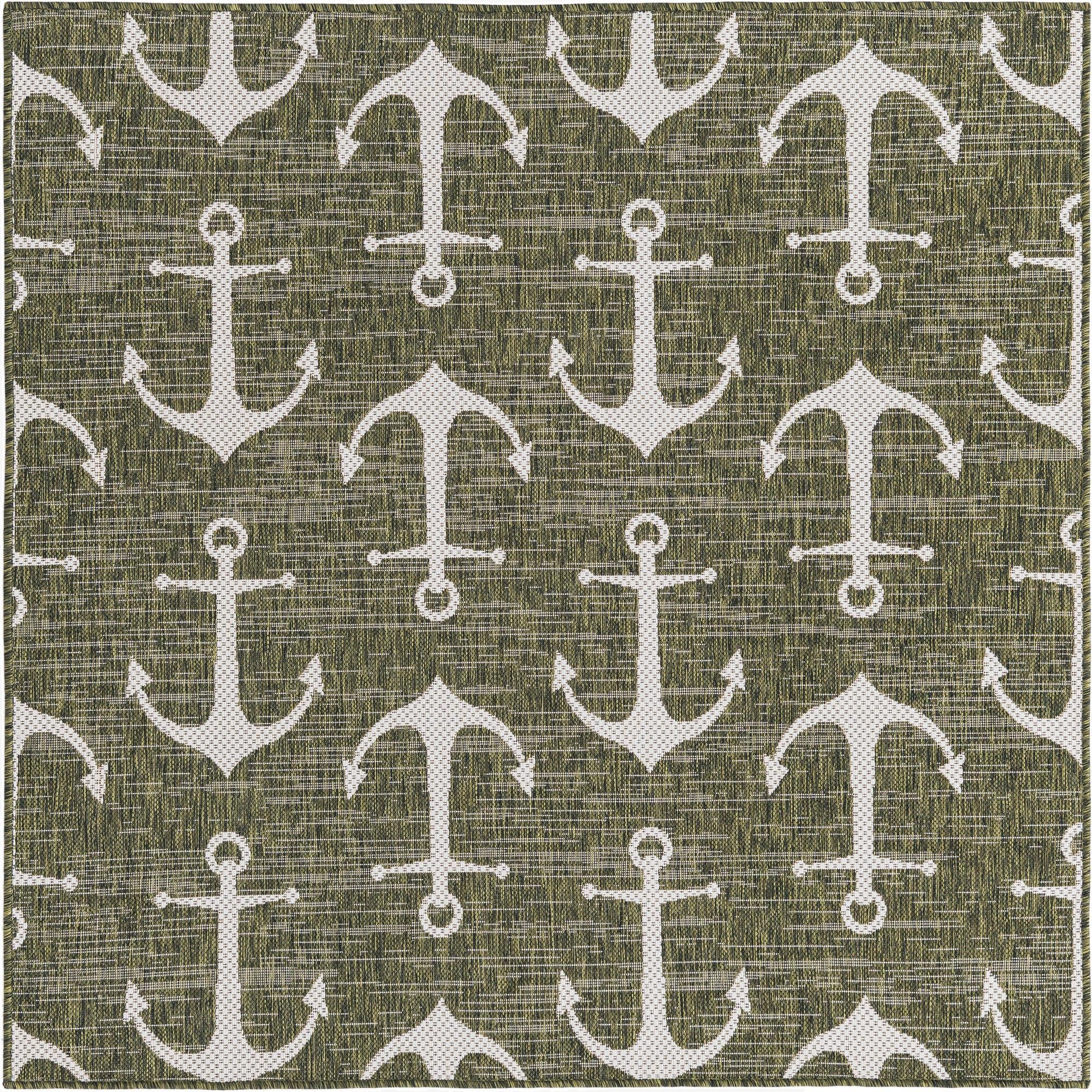  5' 3 x 5' 3  Washable Coastal Indoor / Outdoor Square Rug