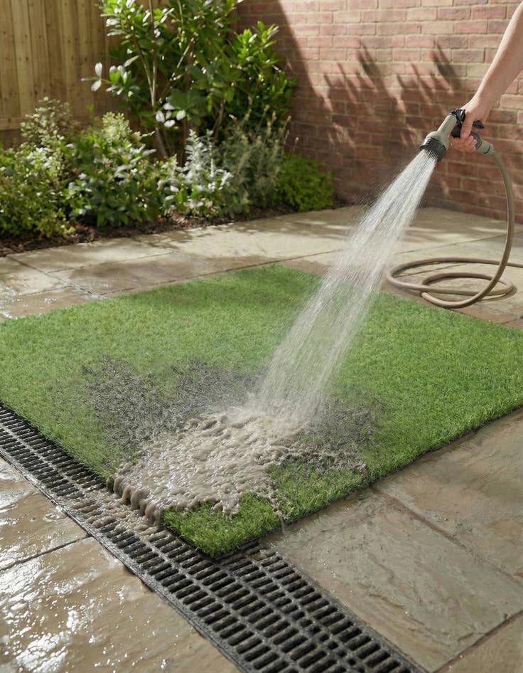 Detail image of  12' x 12'  Washable Grass Indoor / Outdoor Square Rug