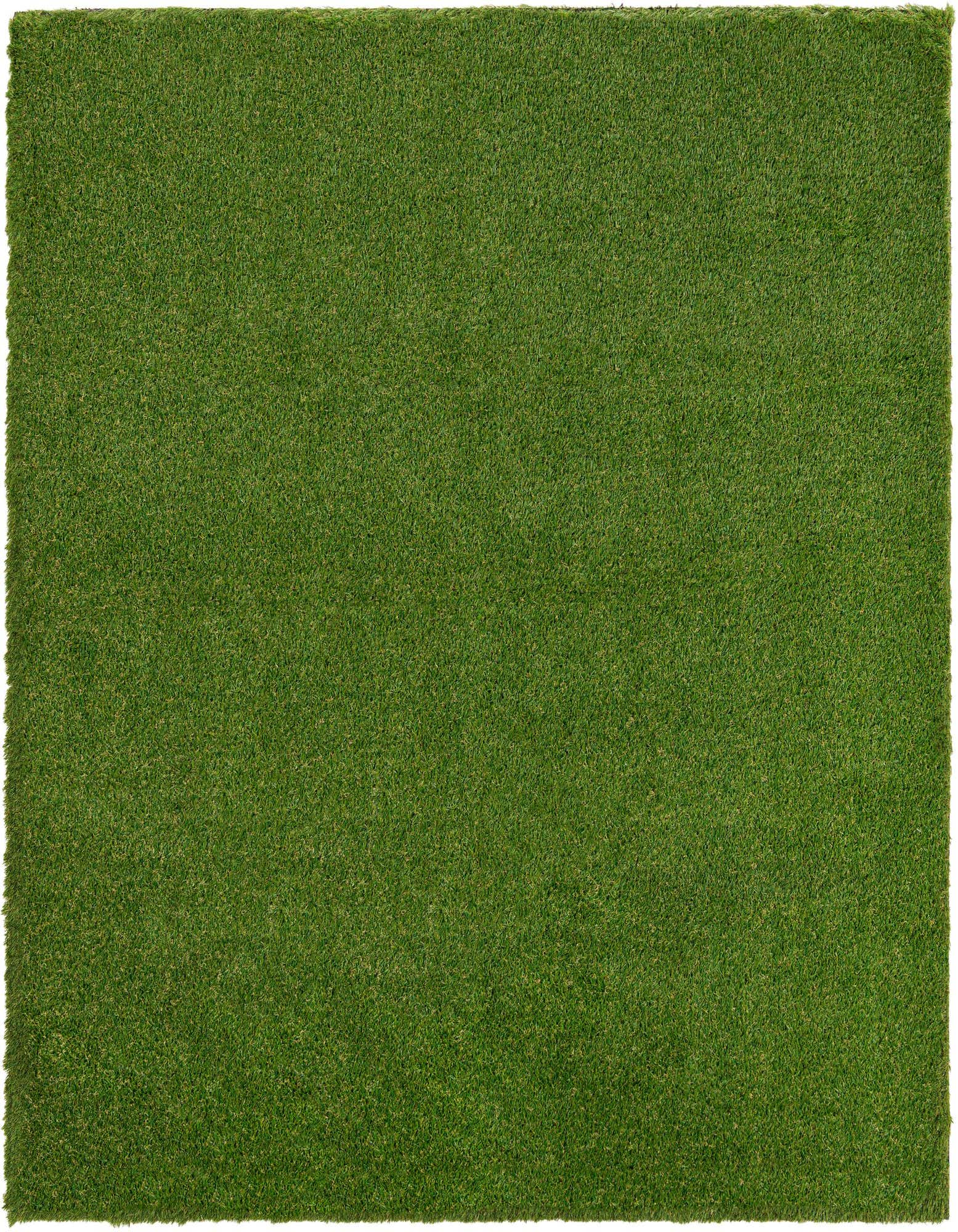 A 13' 0 x 13' 0 square green artificial grass rug, perfect for an outdoor patio or deck.