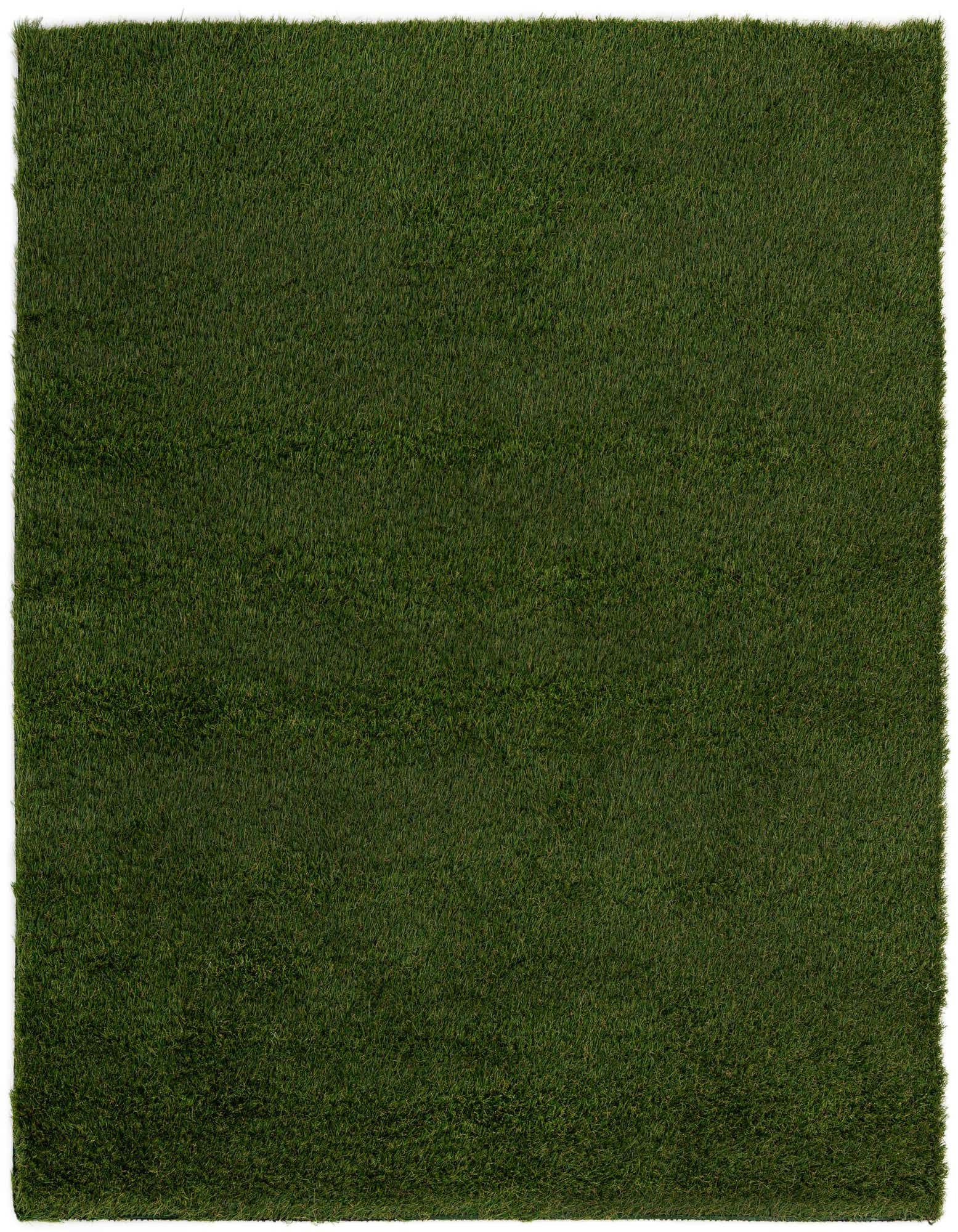A 5' 3 x 5' 3 square green outdoor grass rug with a medium, textured pile, suitable for patios.
