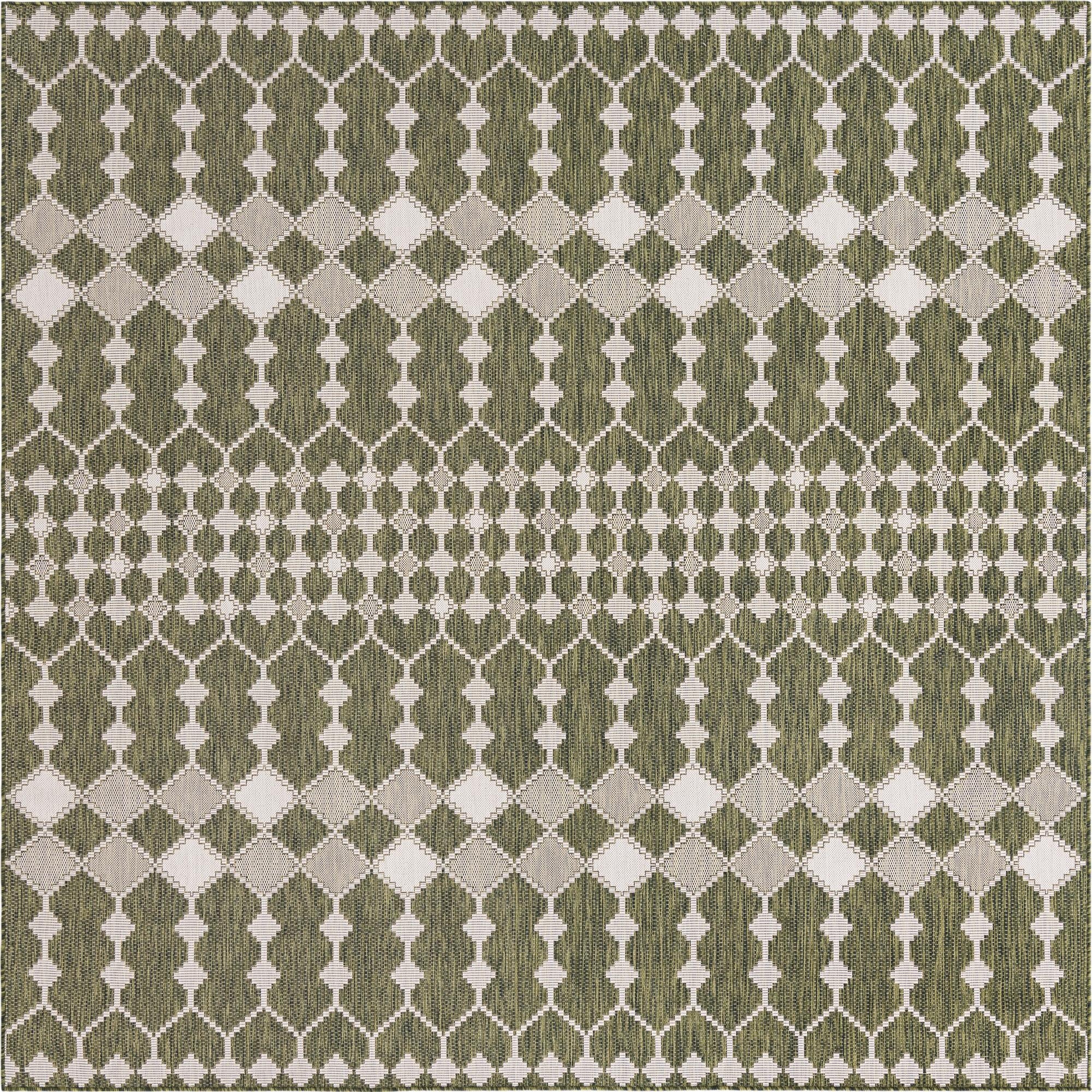  10' x 10'  Washable Lattice Indoor / Outdoor Square Rug