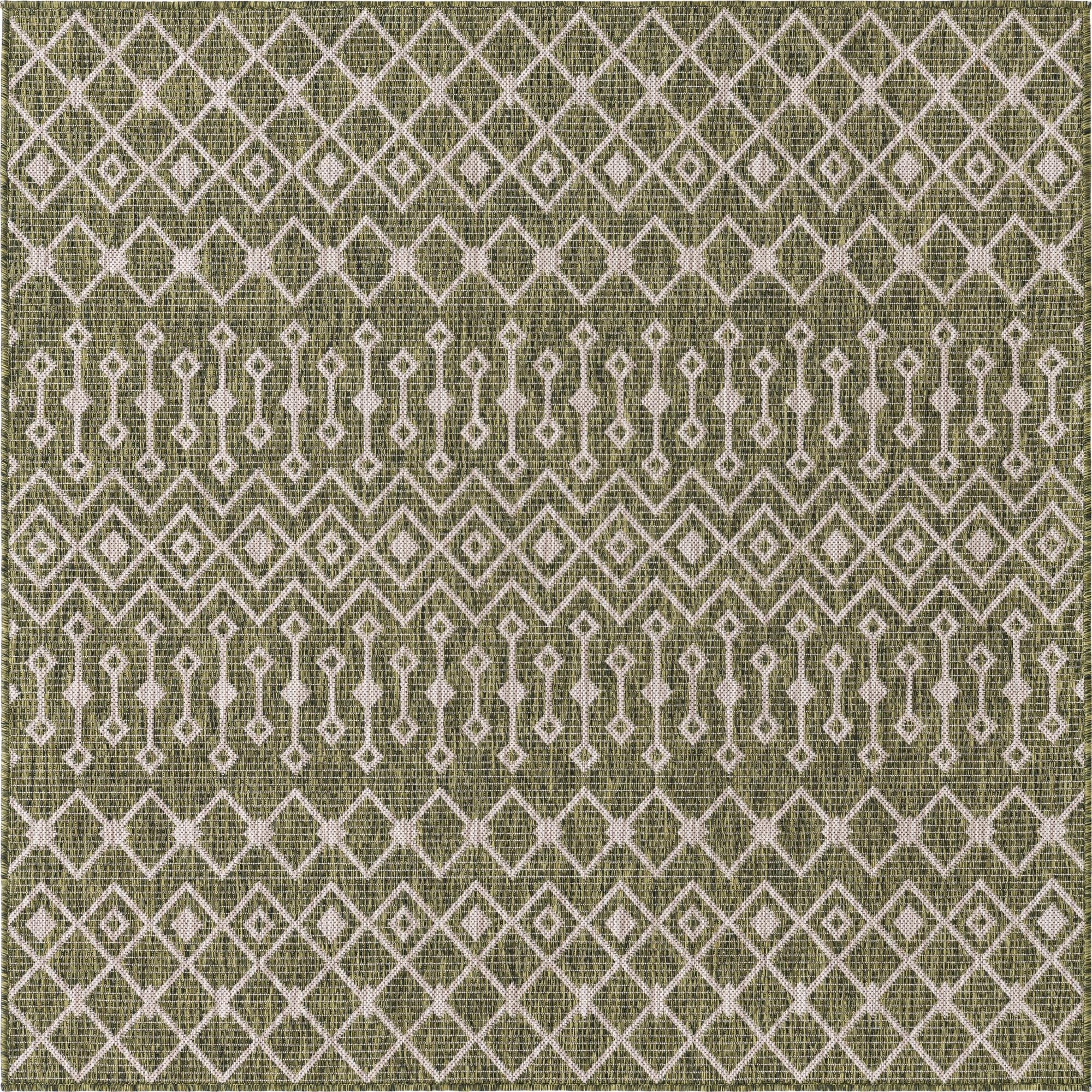  5' 3 x 5' 3  Washable Lattice Indoor / Outdoor Square Rug