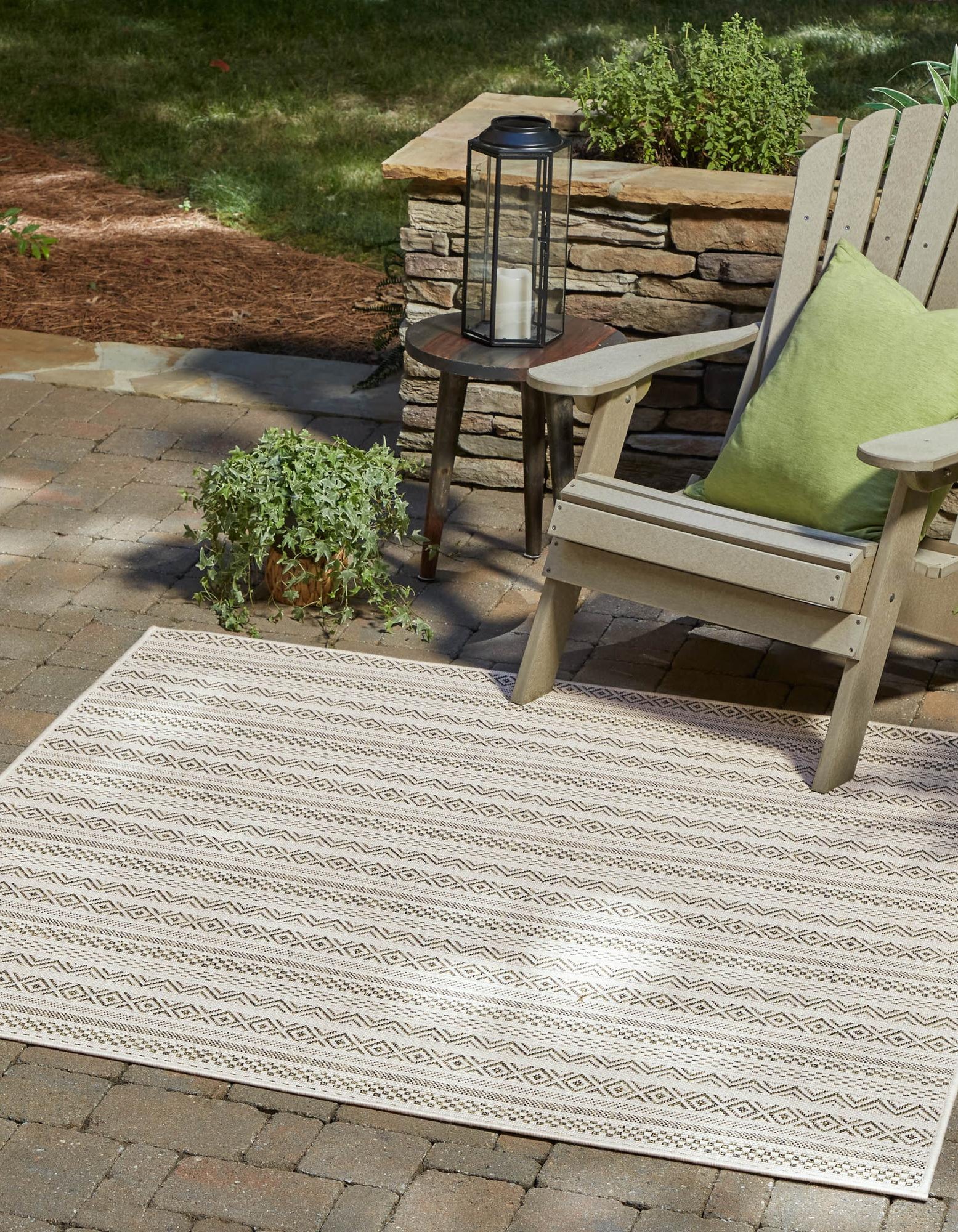 Green 10' x 10' Ribbon Indoor / Outdoor Square Rug | Rugs.com