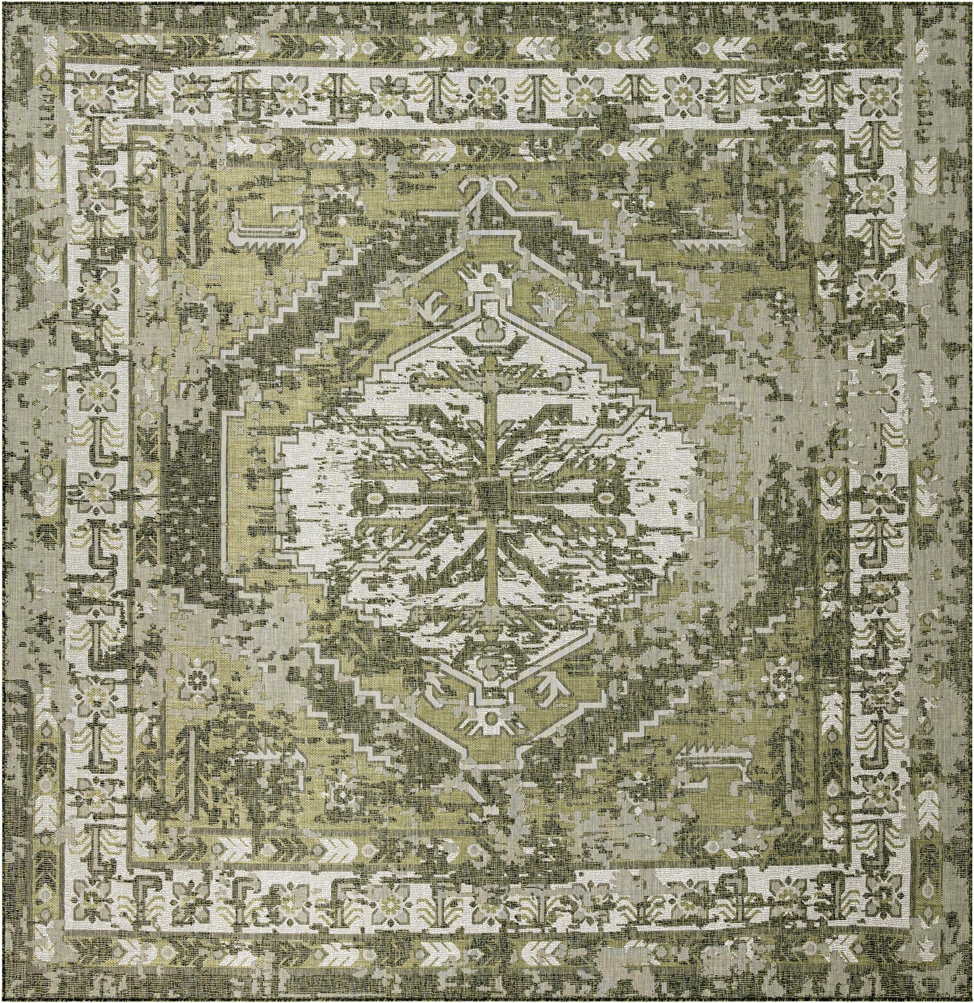  13' x 13'  Washable Traditional Indoor / Outdoor Square Rug