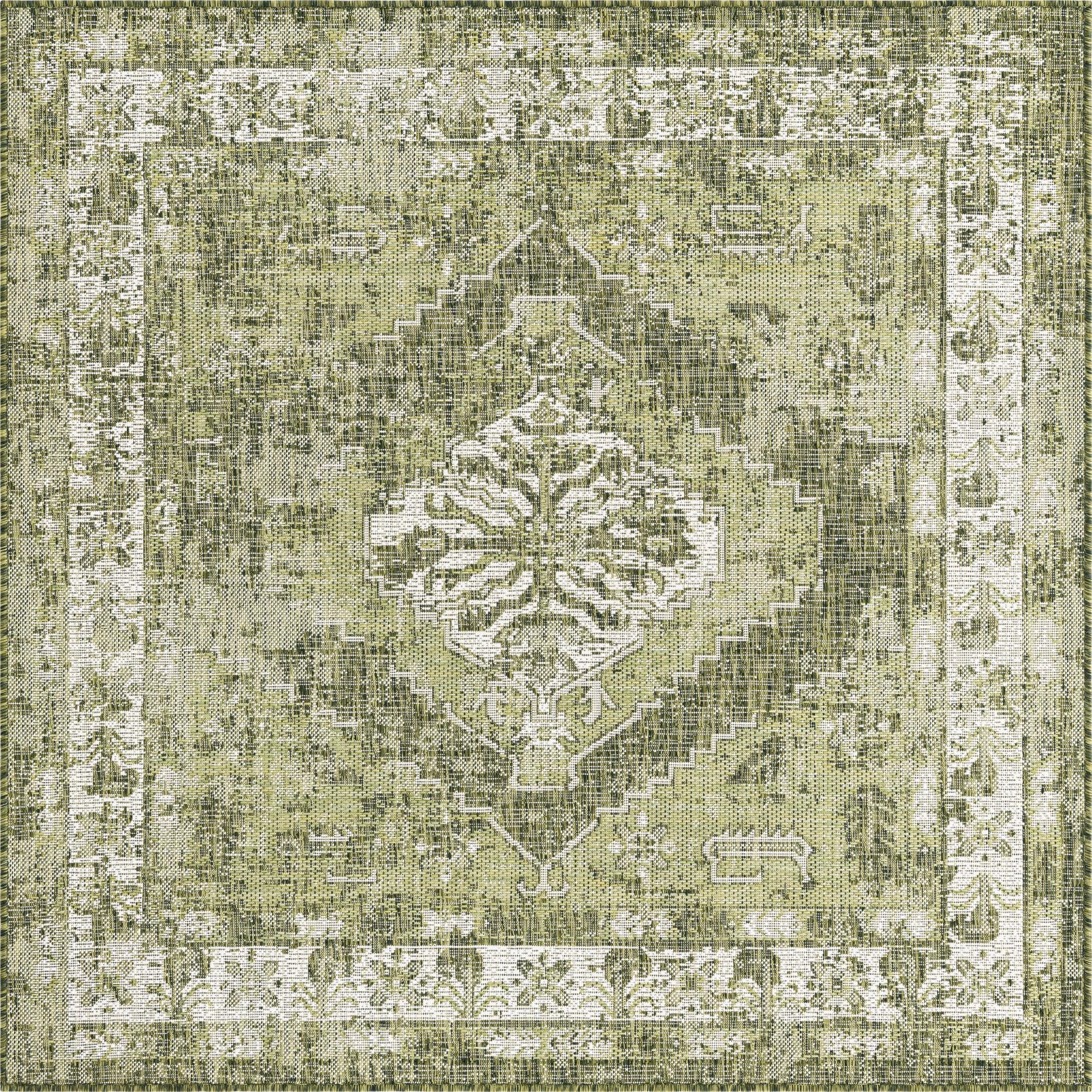  5' 3 x 5' 3  Washable Traditional Indoor / Outdoor Square Rug