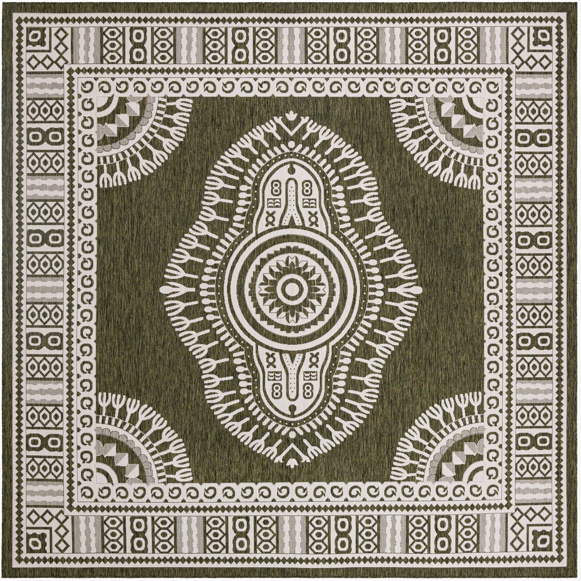  13' x 13'  Washable Traditional Indoor / Outdoor Square Rug