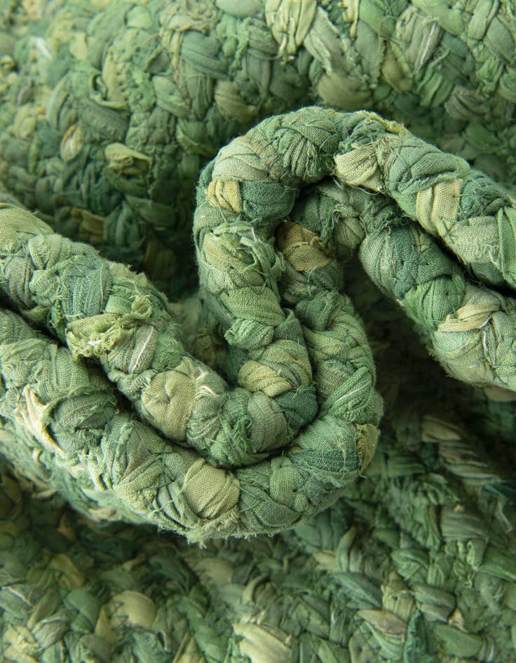 Detail image of  0' 9 x 2' 6  Hand Braided Chindi Stair Rug