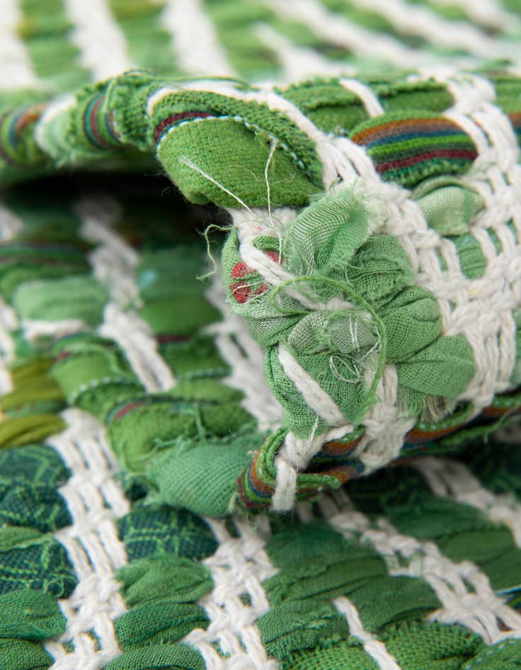 Detail image of  1' 2 x 8'  Hand Woven Chindi Chevron Table Runner Rug