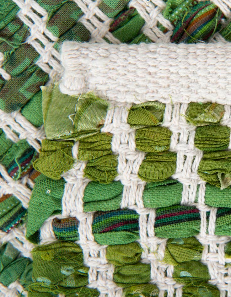 Detail image of  1' 2 x 8'  Hand Woven Chindi Chevron Table Runner Rug