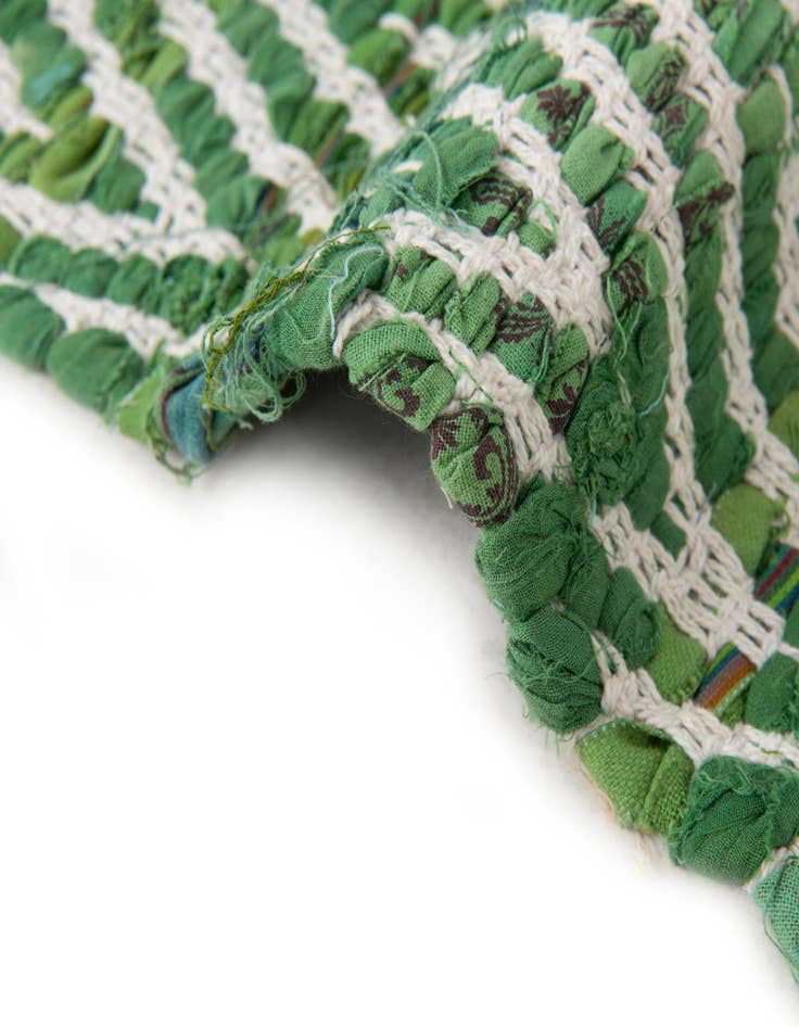 Detail image of  1' 2 x 8'  Hand Woven Chindi Chevron Table Runner Rug