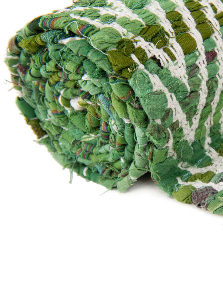 Detail image of  1' 2 x 8'  Hand Woven Chindi Chevron Table Runner Rug