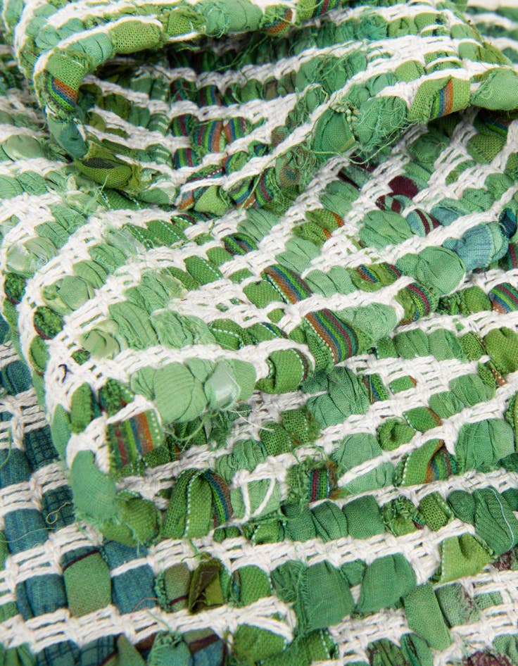 Detail image of  1' 2 x 8'  Hand Woven Chindi Chevron Table Runner Rug