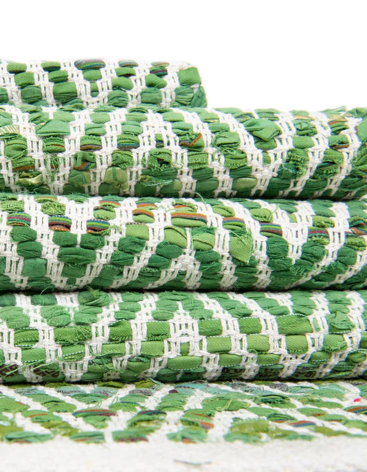 Detail image of  1' 2 x 8'  Hand Woven Chindi Chevron Table Runner Rug