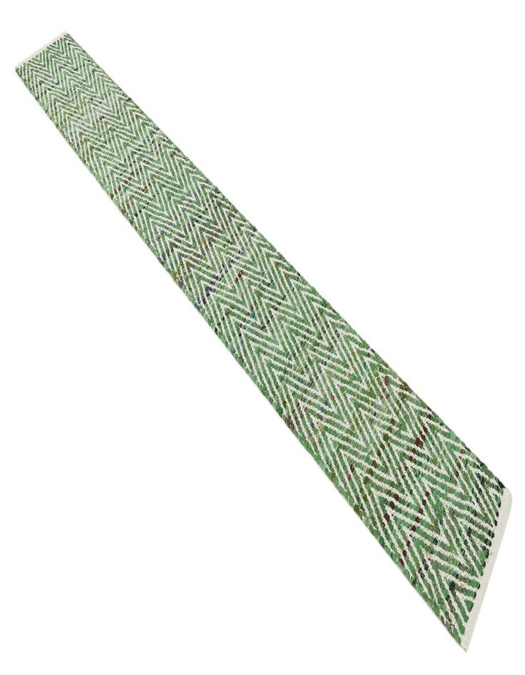 Detail image of  1' 2 x 10'  Hand Woven Chindi Chevron Table Runner Rug