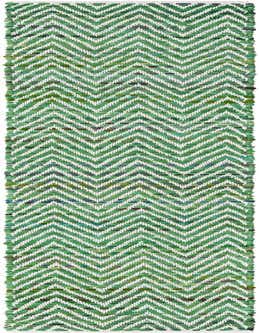 A 1' 2 x 10' 0 green and white Chindi Chevron runner rug with a distinct zigzag pattern, ideal for a hallway or kitchen.