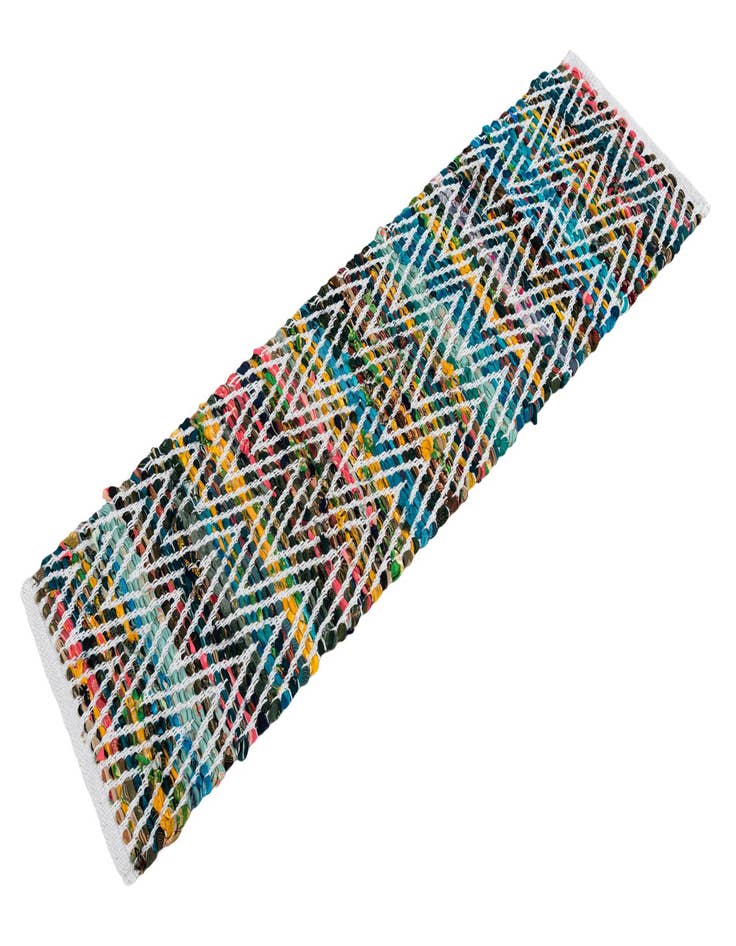 Detail image of  1' 2 x 4' 1  Hand Woven Chindi Chevron Table Runner Rug