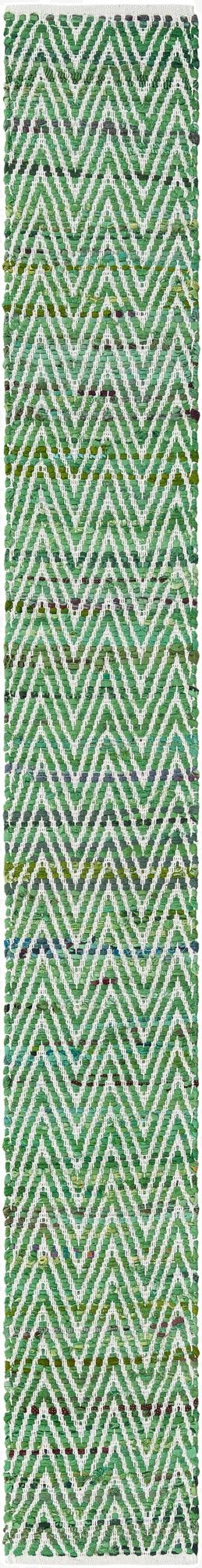  1' 2 x 10'  Hand Woven Chindi Chevron Table Runner Rug