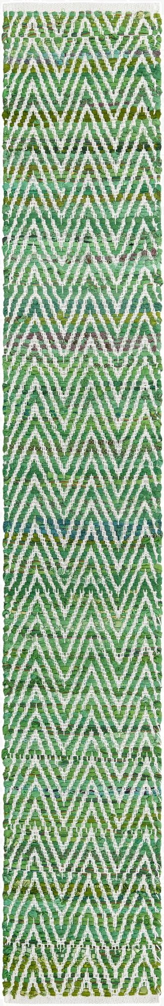  1' 2 x 8'  Hand Woven Chindi Chevron Table Runner Rug