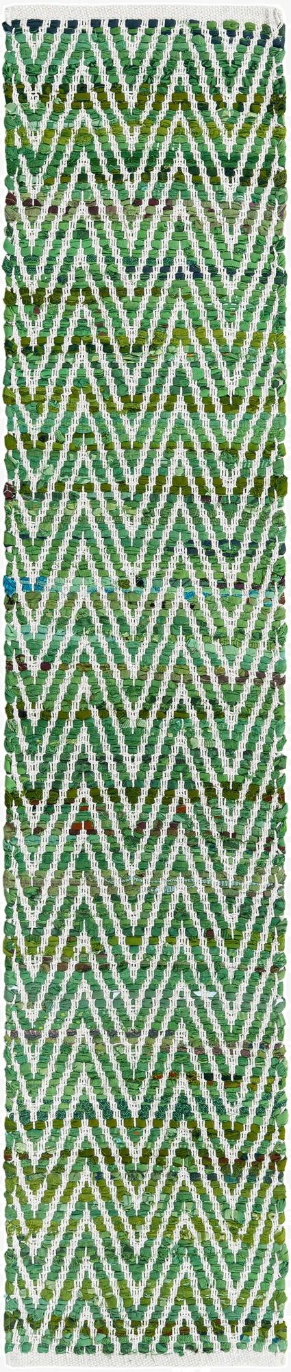  1' 2 x 6' 1  Hand Woven Chindi Chevron Table Runner Rug