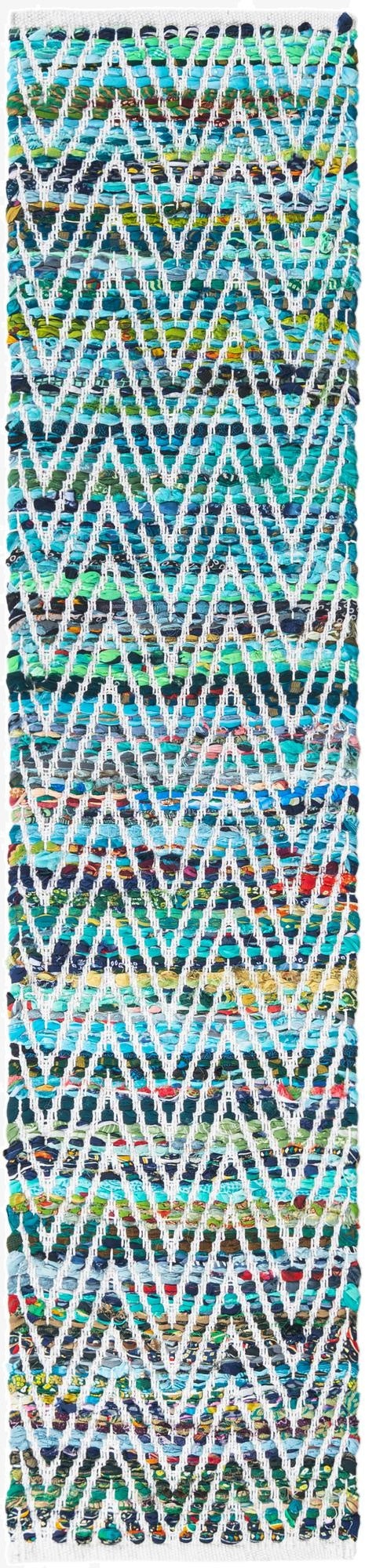  1' 2 x 5' 1  Hand Woven Chindi Chevron Table Runner Rug