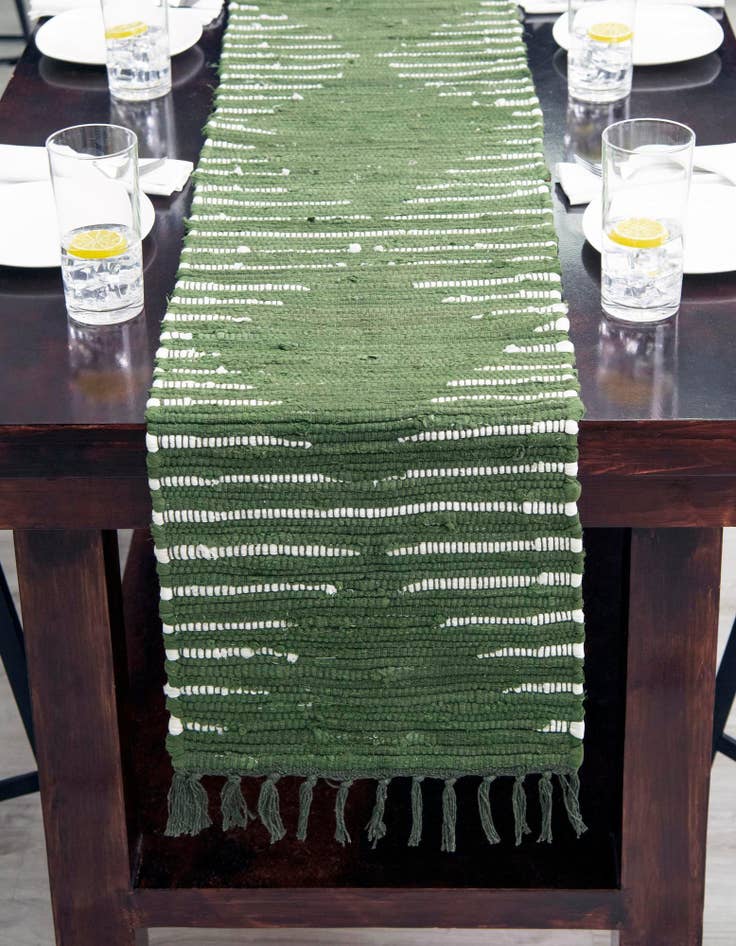 Detail image of  1' 2 x 6' 1  Hand Woven Chindi Cotton Table Runner Rug