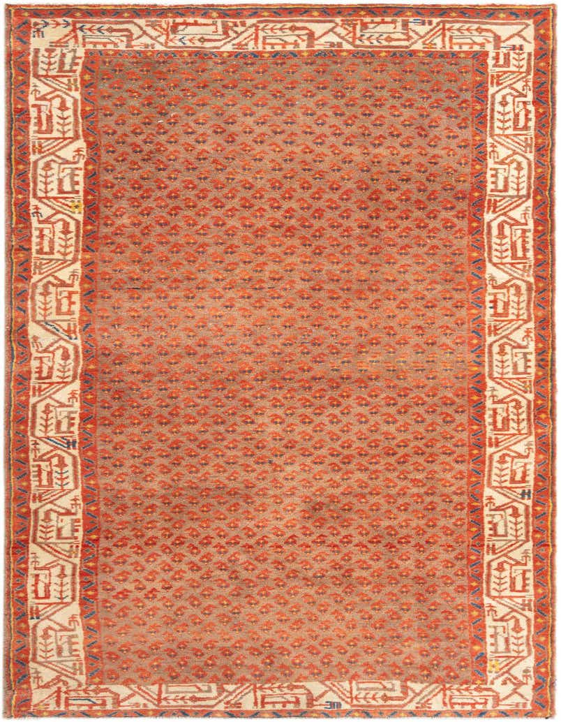 A 3x5 rectangular Hamedan wool rug in grey with a traditional tribal pattern and a contrasting border, ideal for an entryway.