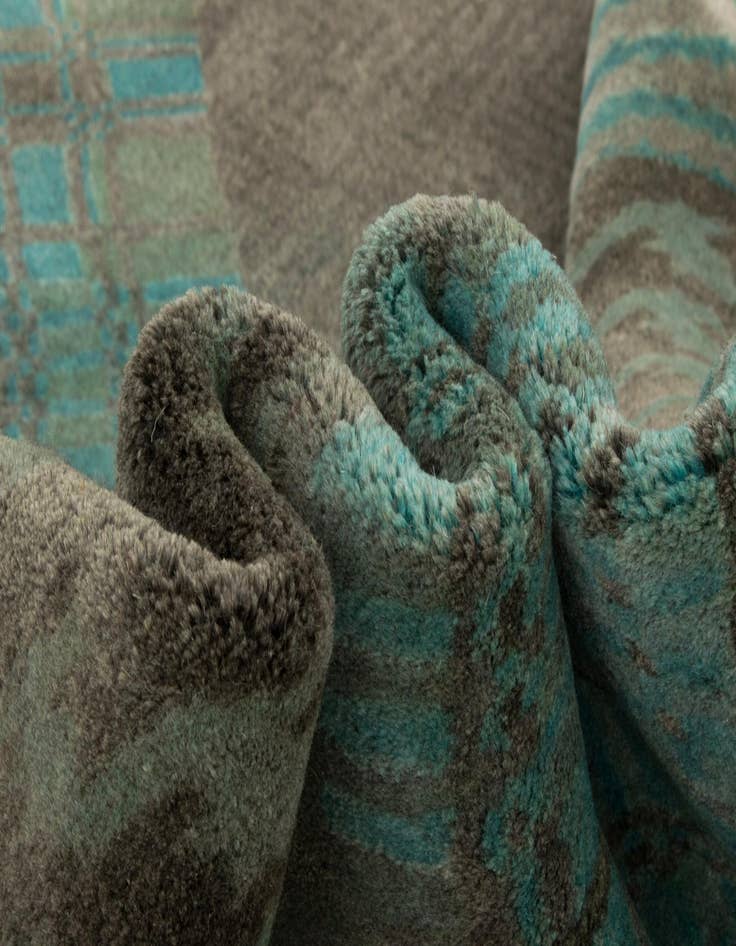 Detail image of  8' x 9' 10  Hand Knotted Modern Manshu Wool Rug