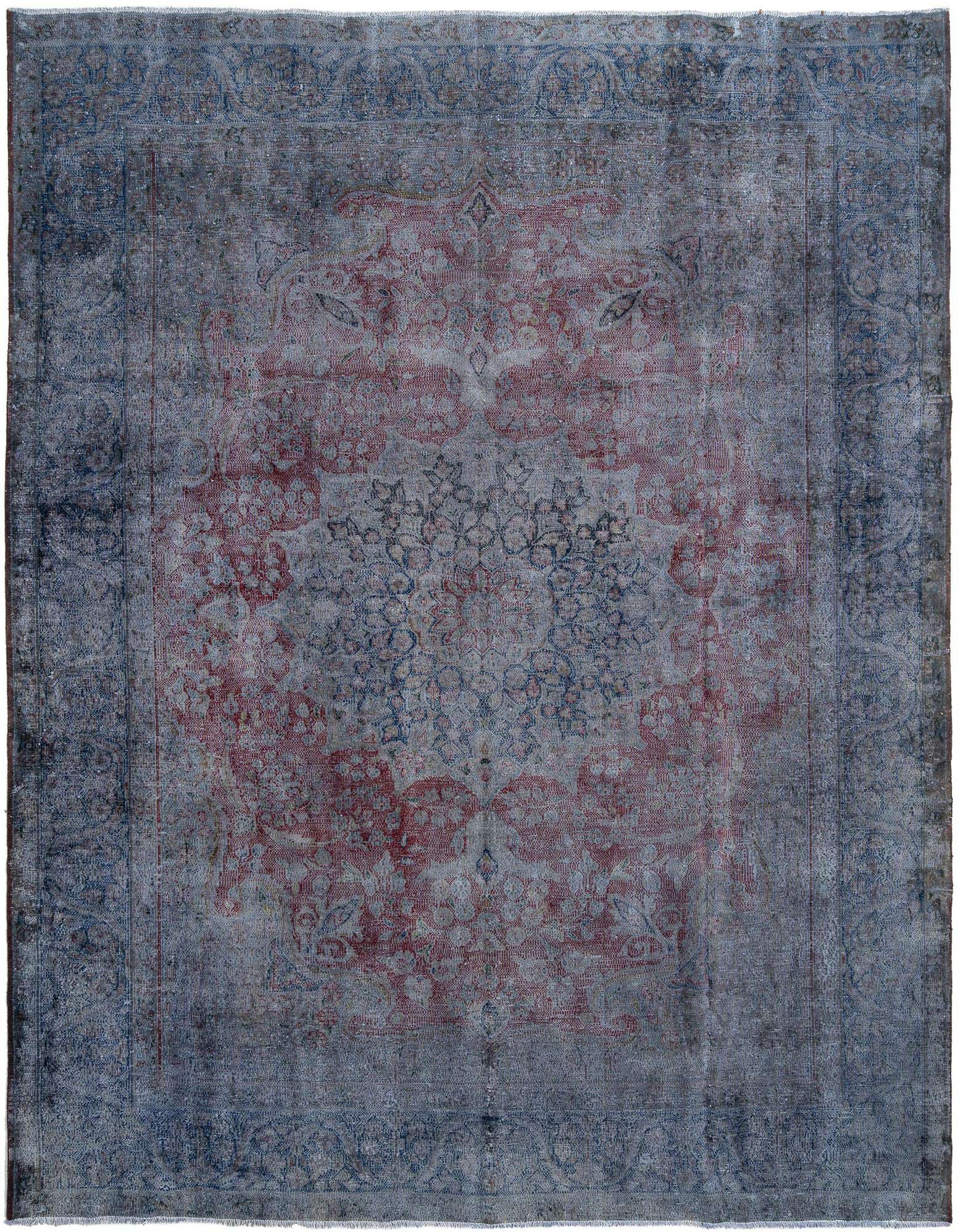 A rectangular 8x11 Vintage Royal Persian wool rug in shades of grey with faded red and blue traditional patterns.