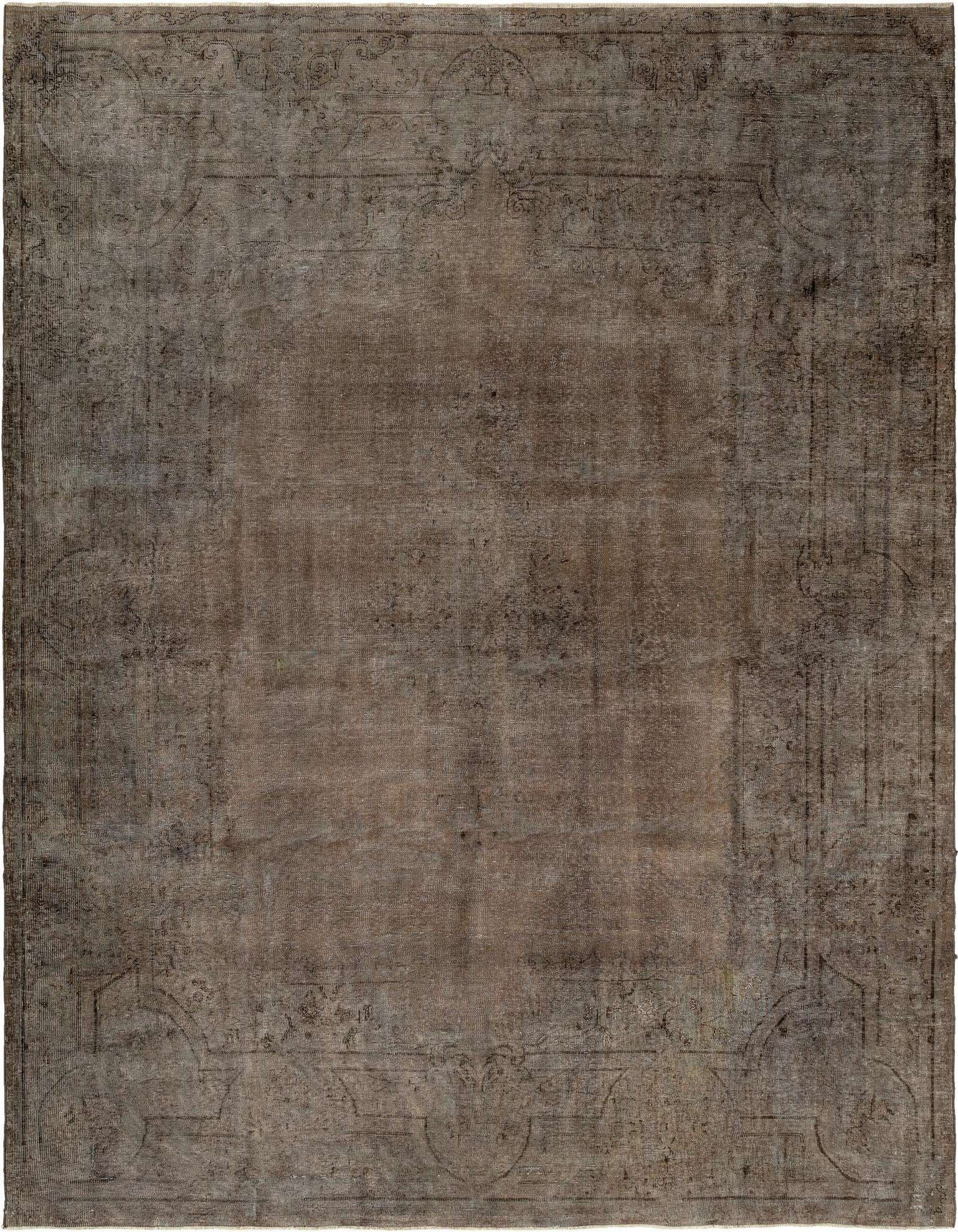 An 8x11 rectangular grey Persian wool rug with a subtle, faded traditional pattern, perfect for a living room.