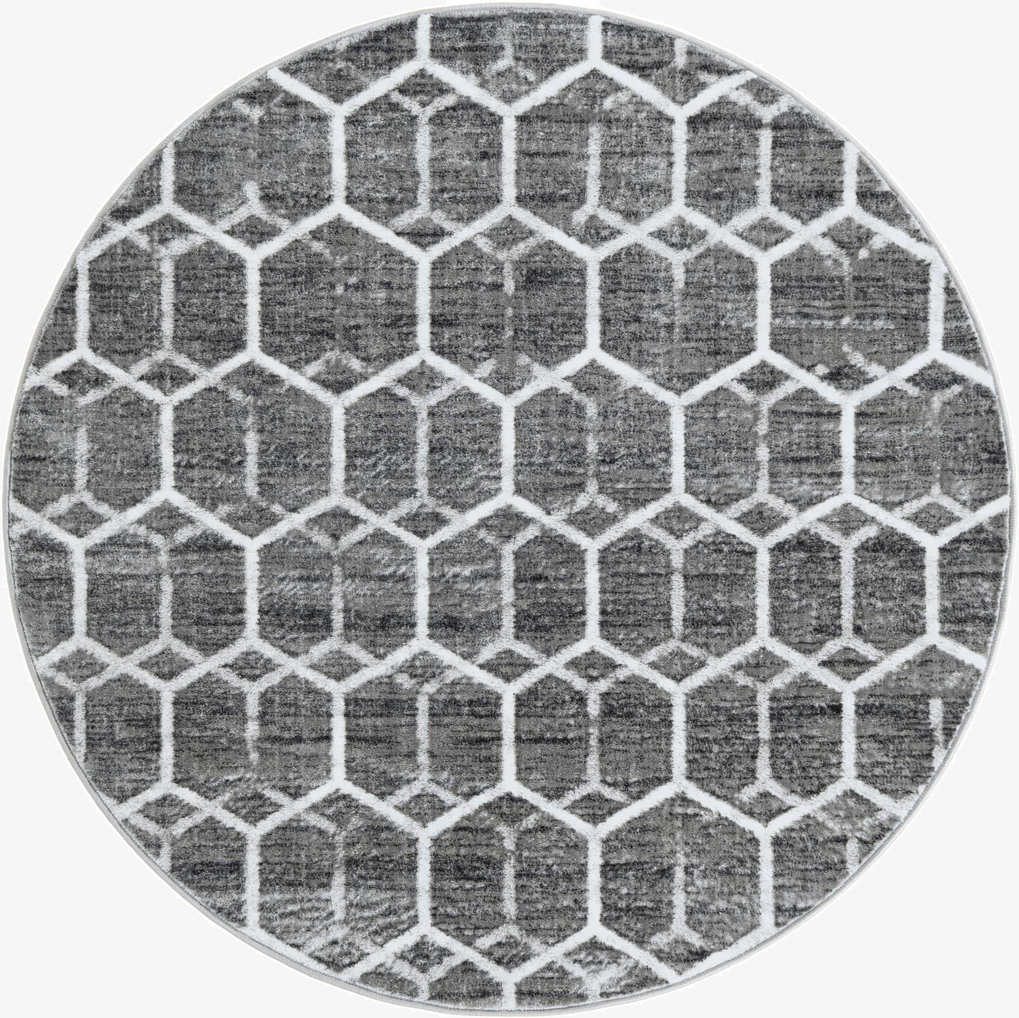  5' x 5' Lattice Trellis Round Rug
