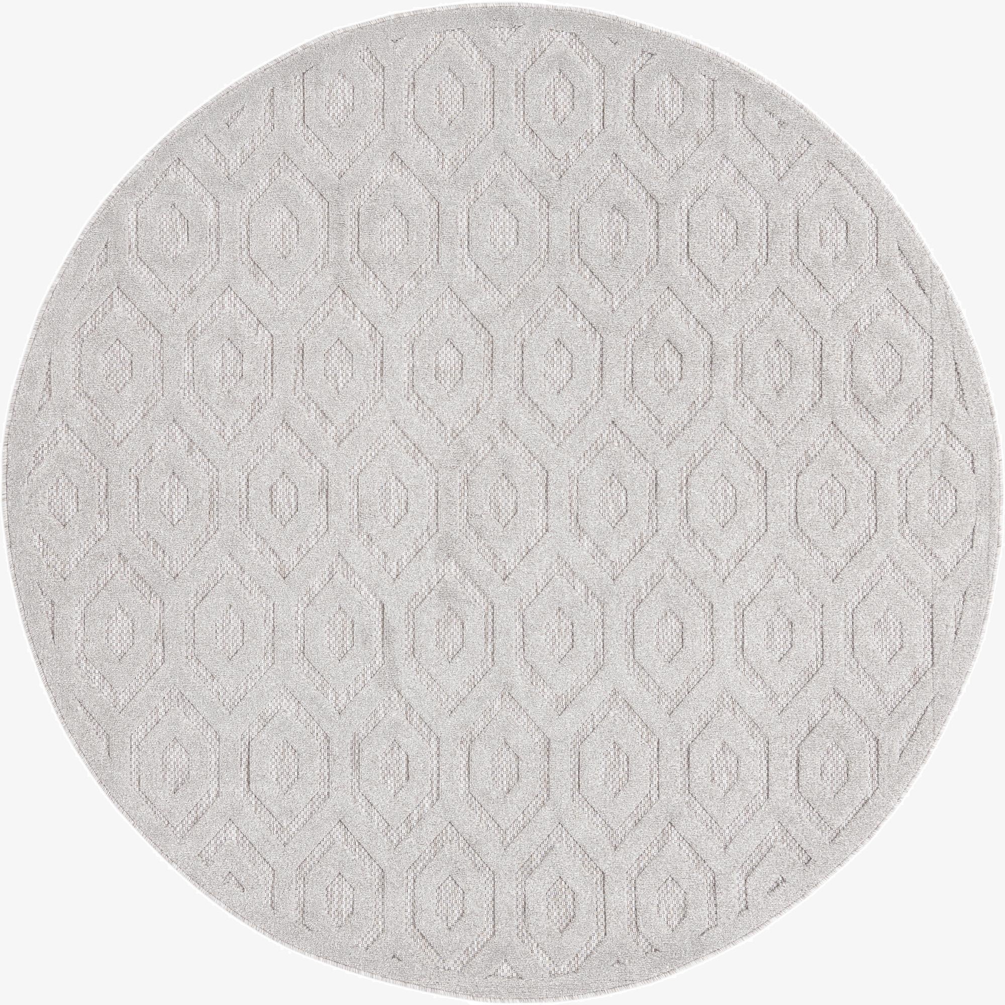  7' x 7'  Washable Trellis Textured Indoor / Outdoor Round Rug