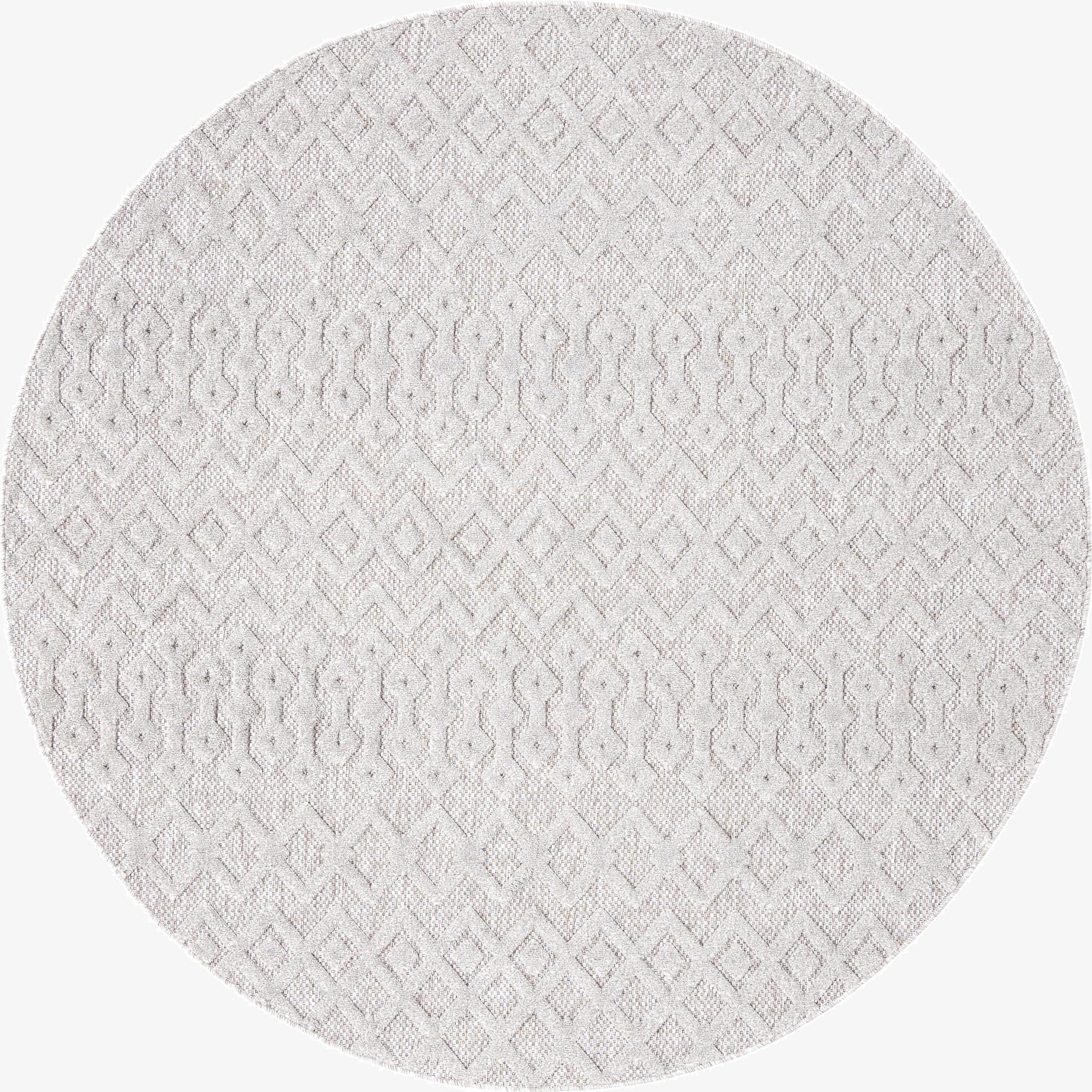  7' x 7'  Washable Trellis Textured Indoor / Outdoor Round Rug