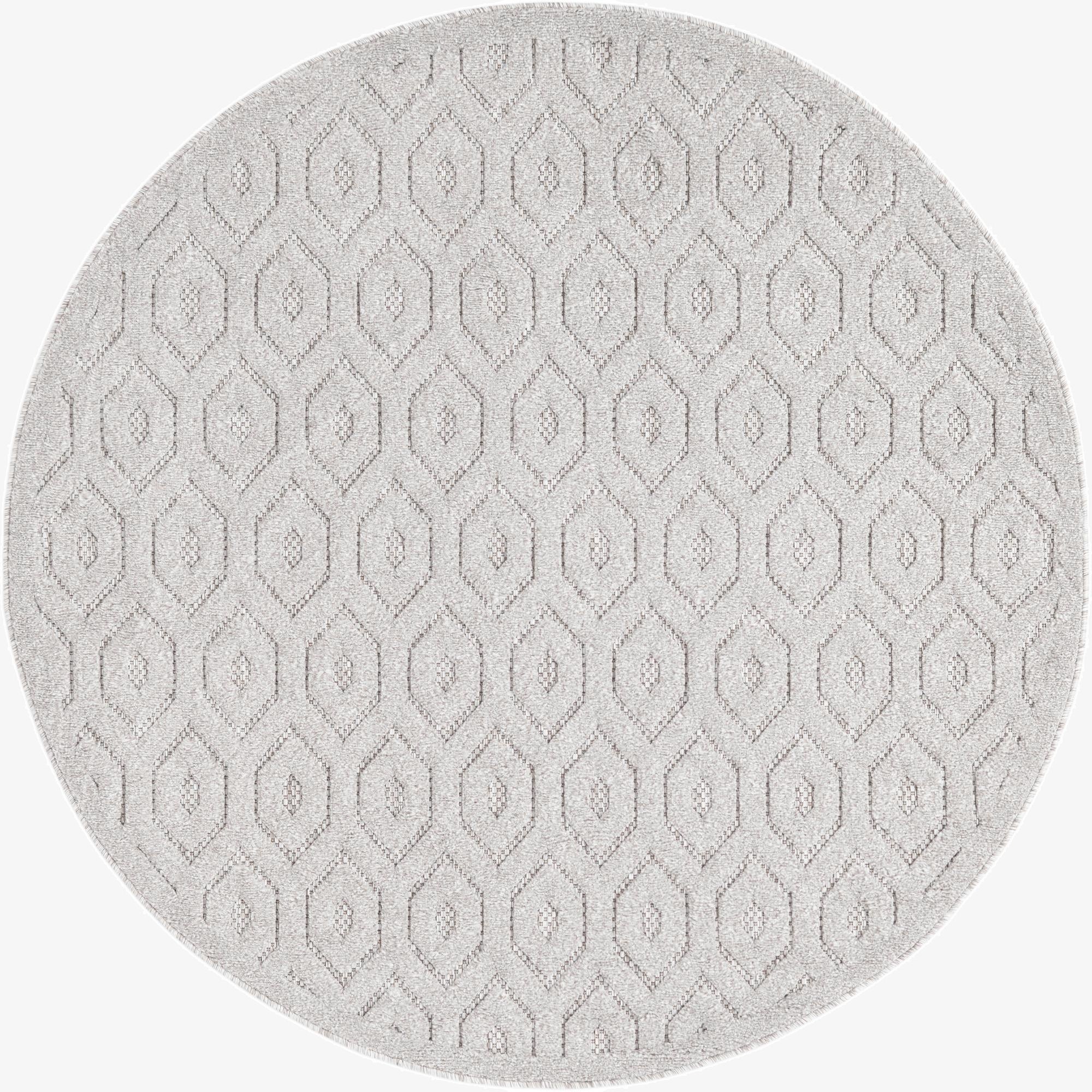  5' 3 x 5' 3  Washable Trellis Textured Indoor / Outdoor Round Rug