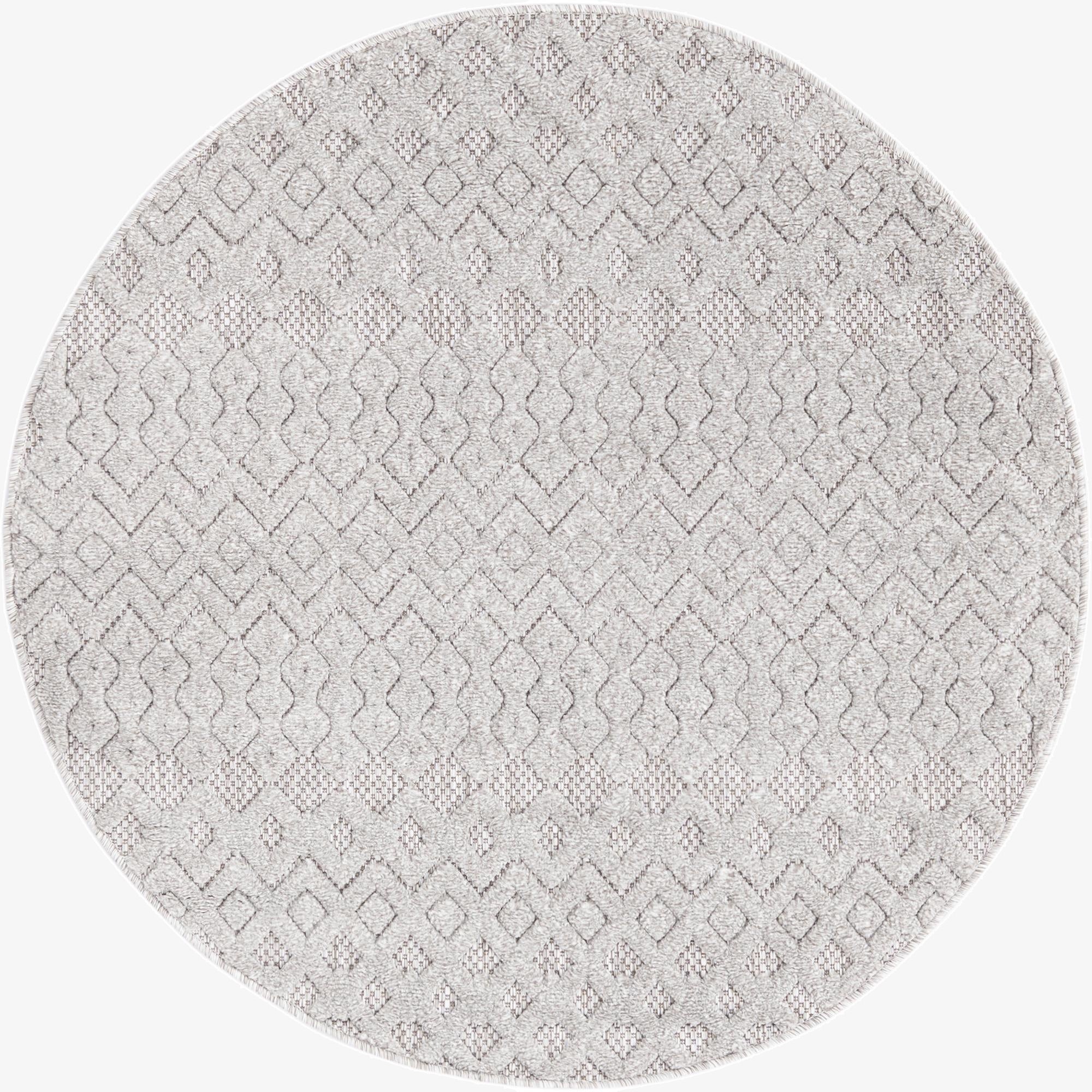  4' x 4'  Washable Trellis Textured Indoor / Outdoor Round Rug