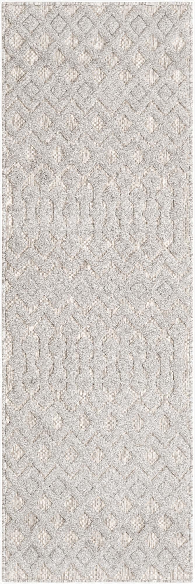  2' x 6'  Washable Trellis Textured Indoor / Outdoor Runner Rug