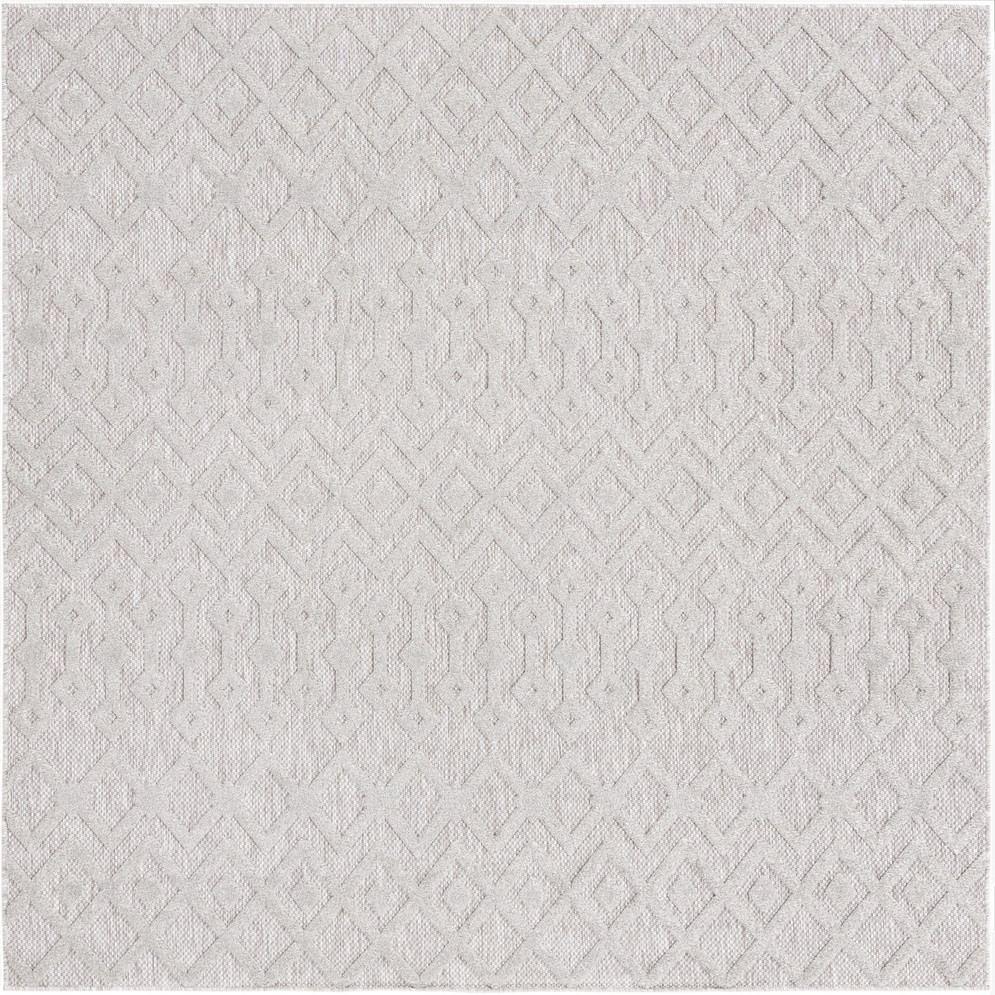  7' 10 x 7' 10  Washable Trellis Textured Indoor / Outdoor Square Rug