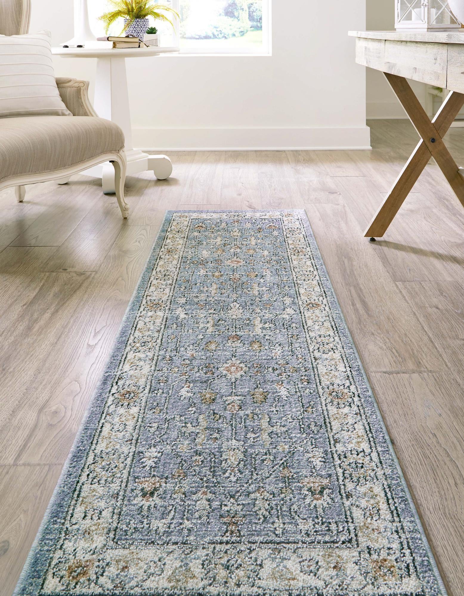 Harbor Blue 2' x 8' Eco Traditional Runner Rug | Rugs.com