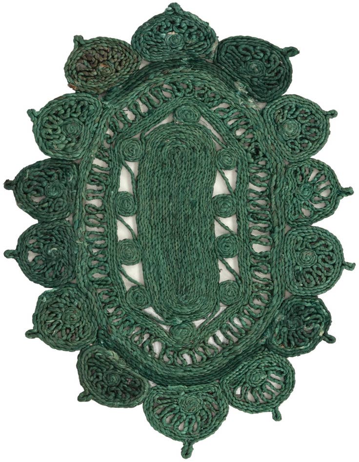 Detail image of  2' x 3' 1  Hand Braided Jute Oval Rug