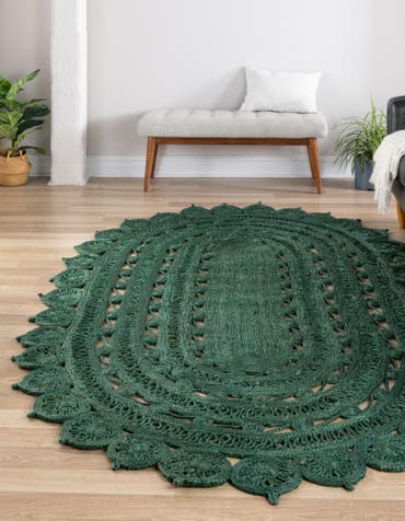  5' 1 x 8'  Hand Braided Jute Oval Rug
