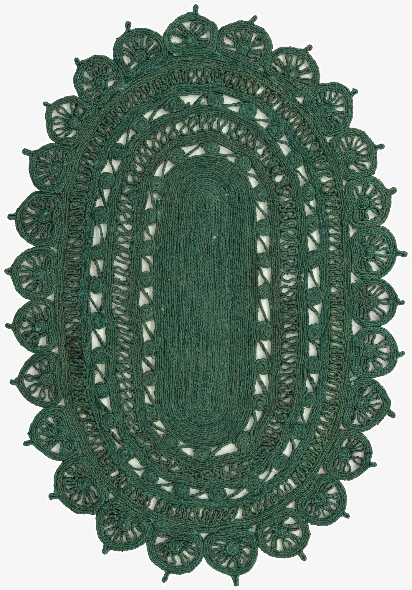  4' 1 x 6' 1  Hand Braided Jute Oval Rug