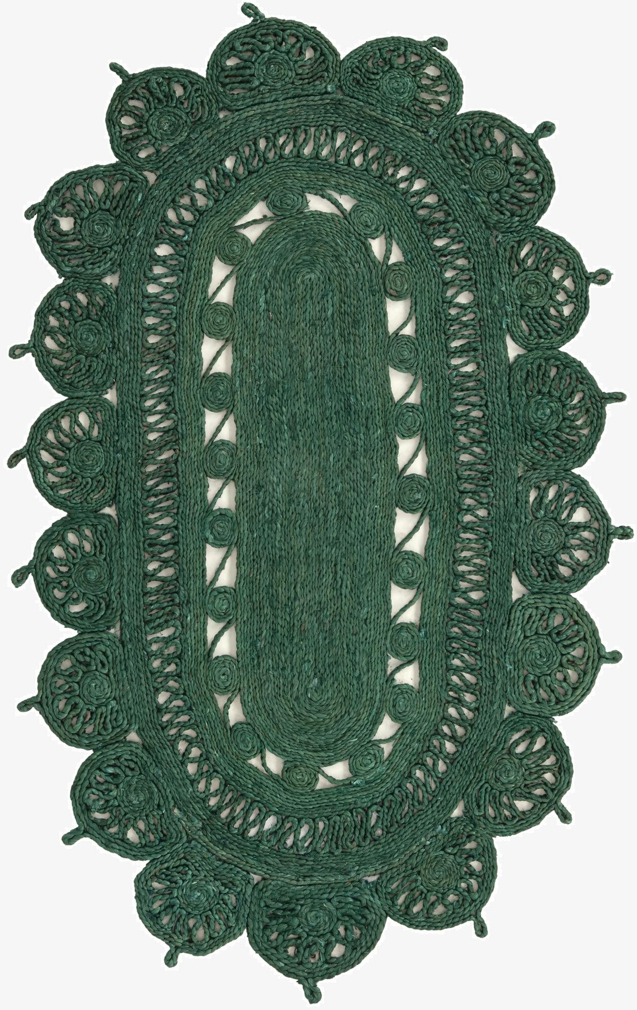  3' 1 x 5' 1  Hand Braided Jute Oval Rug