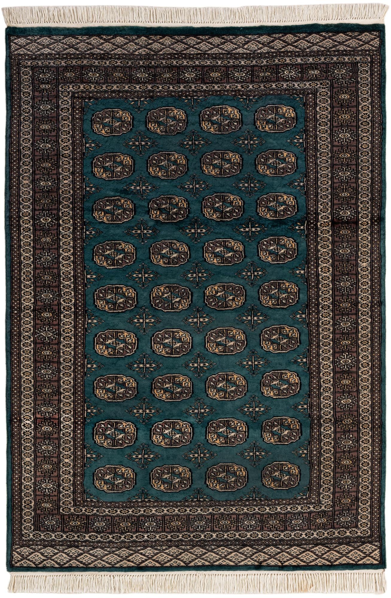  4' 2 x 6' 1  Hand Knotted Bokhara Oriental Wool Rug