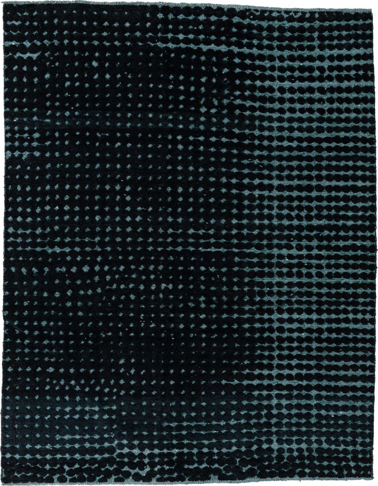 A 7x10 rectangular Darya rug with a modern abstract pattern in varying shades of green, featuring a high pile.