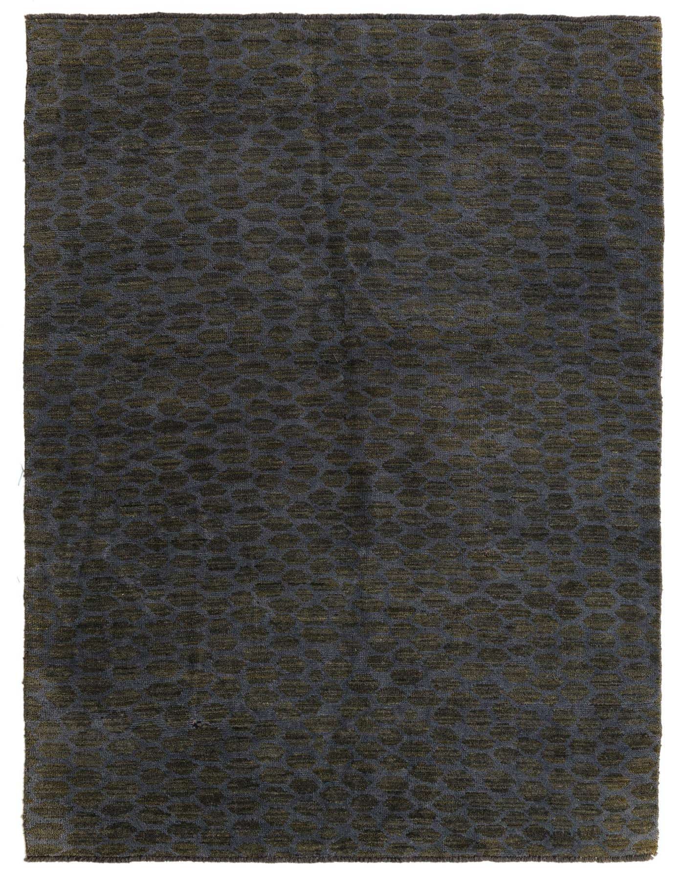 A 6x9 rectangular Darya collection rug featuring an abstract pattern in varying shades of green, suitable for a living room.