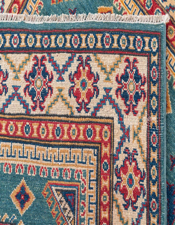 Detail image of  4' x 6' 1  Hand Knotted Kazak Rug