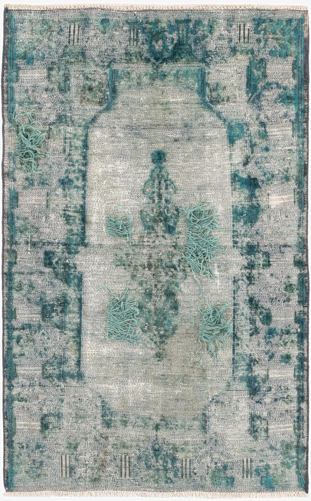  3' x 4' 8  Hand Knotted Ultra Vintage Persian Wool Rug