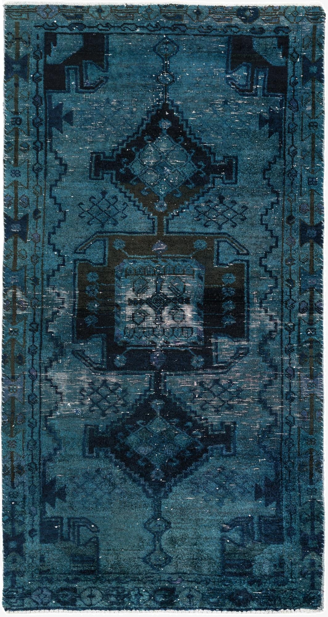  3' 7 x 7'  Hand Knotted Ultra Vintage Persian Wool Rug