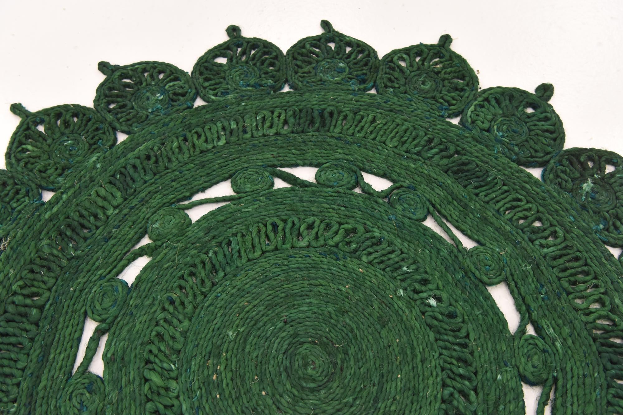 Hunter Green 4' 4 x 4' 4 Hand Braided Jute Round Rug | Rugs.com